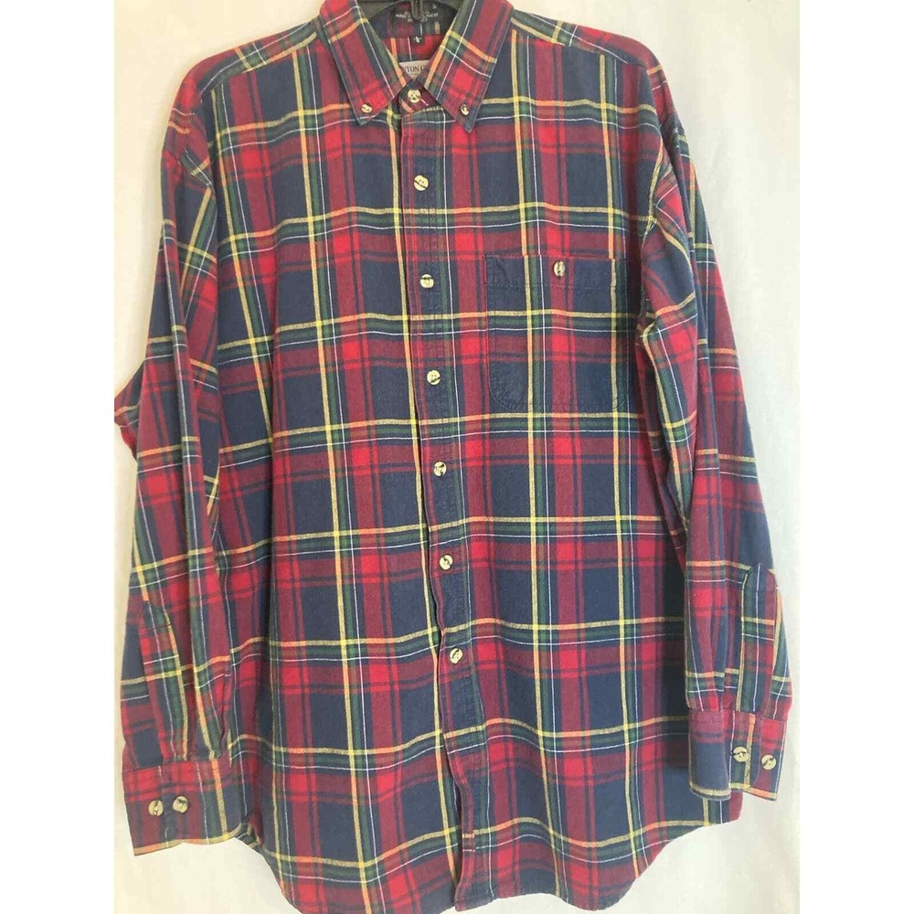 Canyon Guide Outfitters Mens Large Flannel Plaid Button Up Shirt
